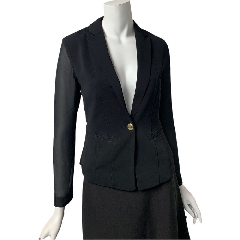 Cache Sheer Sleeves Single Button Jacket‎ NWT - image 1